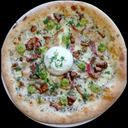 Pizza chrupiący boczek i kurki